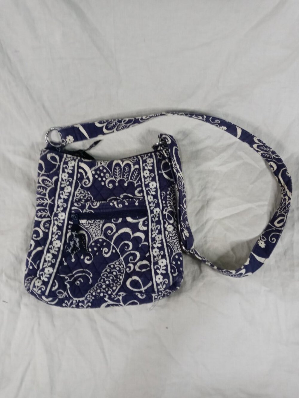 Vera Bradley Quilted Twirly Birds Navy Pattern Paisley Hipster Crossbody Purse